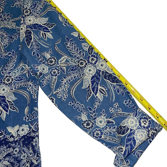 Coldwater Creek Women's Jacket Size S Petite Blue Floral Button Up Long Sleeves - Picture 6 of 12